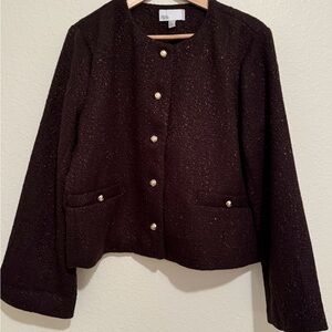 Nordstrom Rack Women’s Tweed Lined Jacket , New without Tags, Brown, Size XL